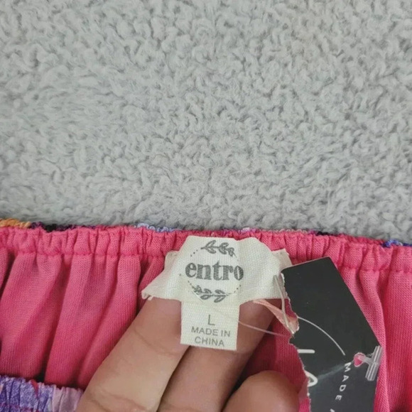 NWT Entro Womens Floral Mini Dress Size L Chiffon‎ Balloon sleeve 5CT - Picture 4 of 8